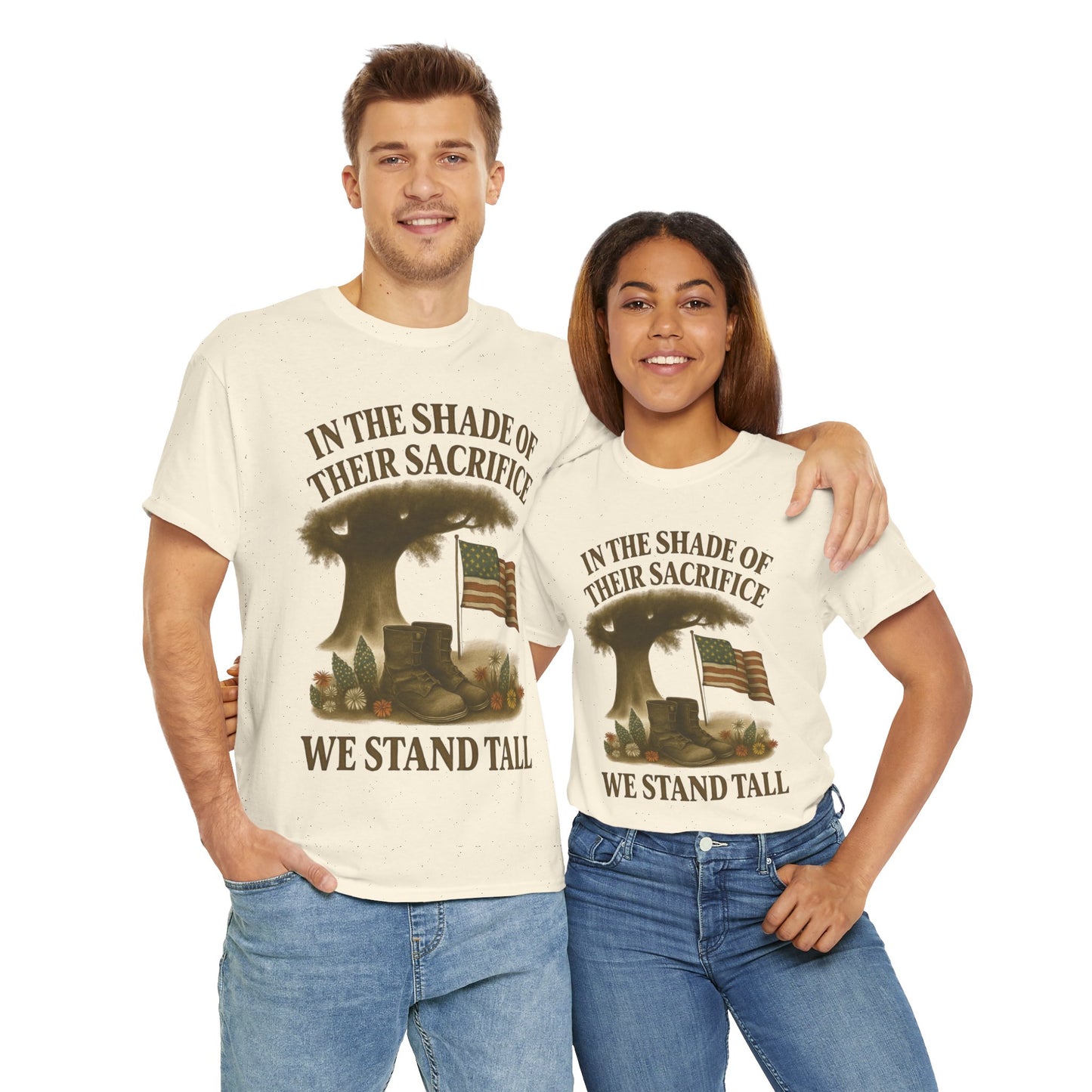 In the Shade of Their Sacrifice – Patriotic Memorial Tribute T-Shirt (Gildan 5000)