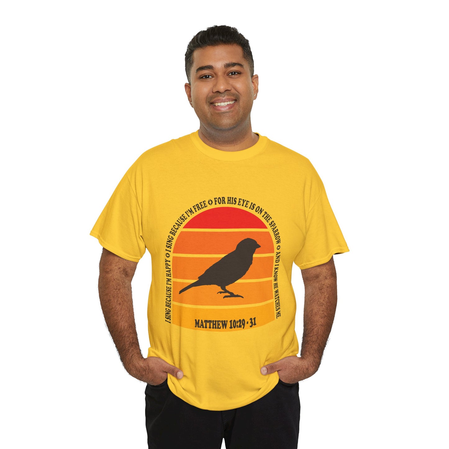 His Eye is On the Sparrow Color Band Unisex Tee