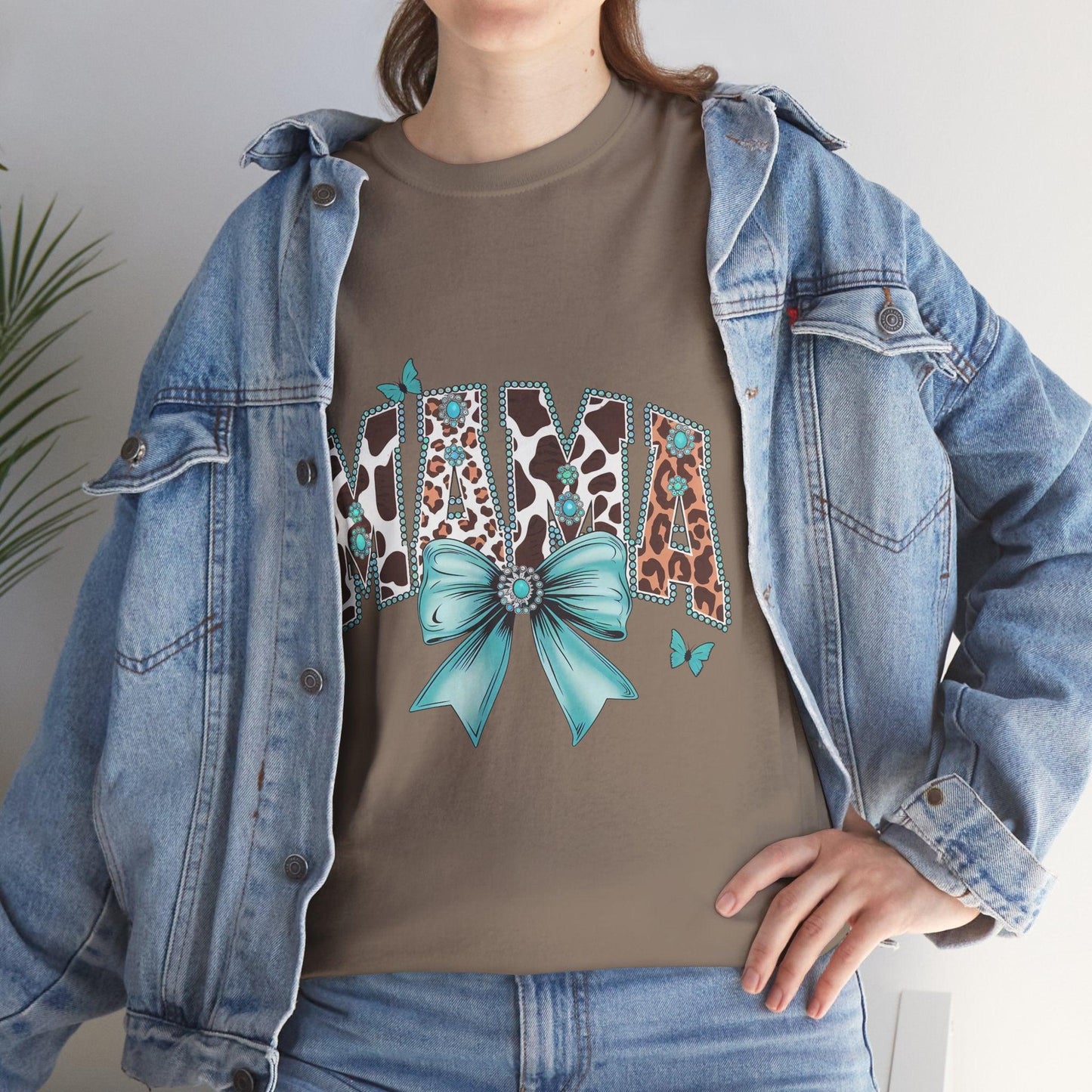 Unisex Tee - Mama Coquette Cow Turquoise Bow - Motor Girl Boutique