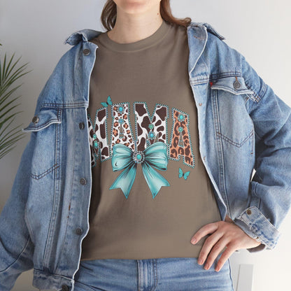 Unisex Tee - Mama Coquette Cow Turquoise Bow - Motor Girl Boutique